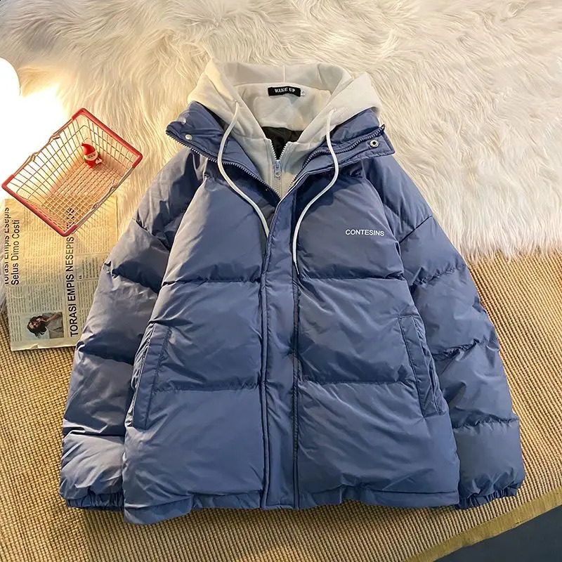 Korean version winter casual cotton women multifunctional fake double pocket zipper jacket thick coat 240914