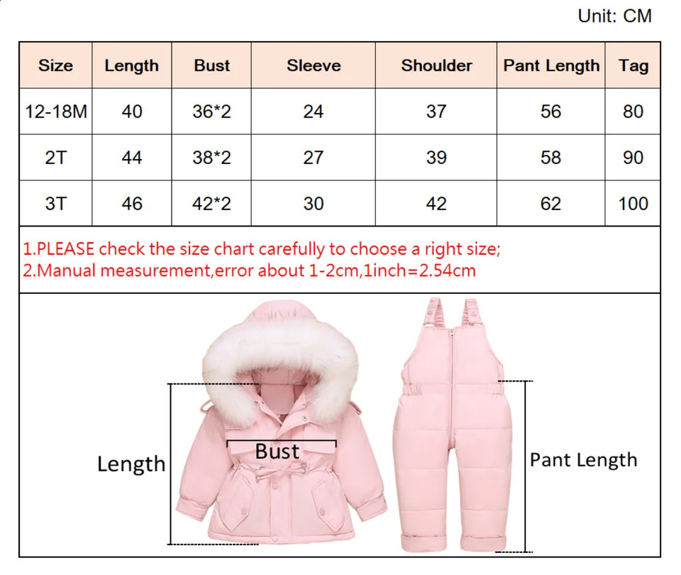 Children Down Coat Jacketjumpsuit Kids Toddler Girl Boy Clothes Down 2pcs Winter Outfit Suit Warm Baby Overalls Clothing Sets 240904