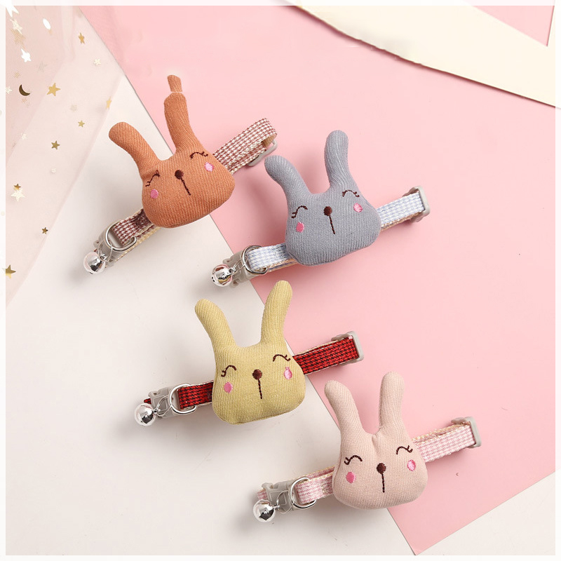 Cat Collar Cartoon Rabbit Pet Collar Adjustable Dog Collar with Bell To Prevent Getting Lost for Cats and Puppies Outdoor Travel