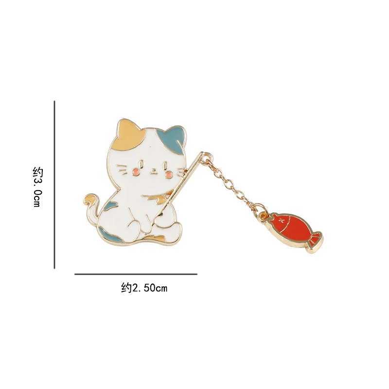 New Fashion Creative Cat Fishing Design Metal Enamel Brooch Cartoon Cute Animal Badge Pin Best Friend Gift Jewelry AccessoriesX240914