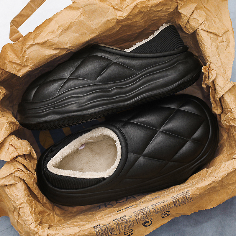 Winter Warm Men Cotton Slippers Sandals Plush Slippers Slides Outdoor Indoor Waterproof Non-Slip Shoes Men Home Warm Slippers