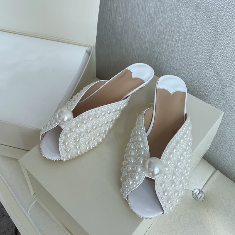 Fish Sweet Mouth Outdoor Slippers Summer New Korean Style Princess Low Heel All Pearl Fashion Women's Sandals Size 42 33e9 ced5 d68e