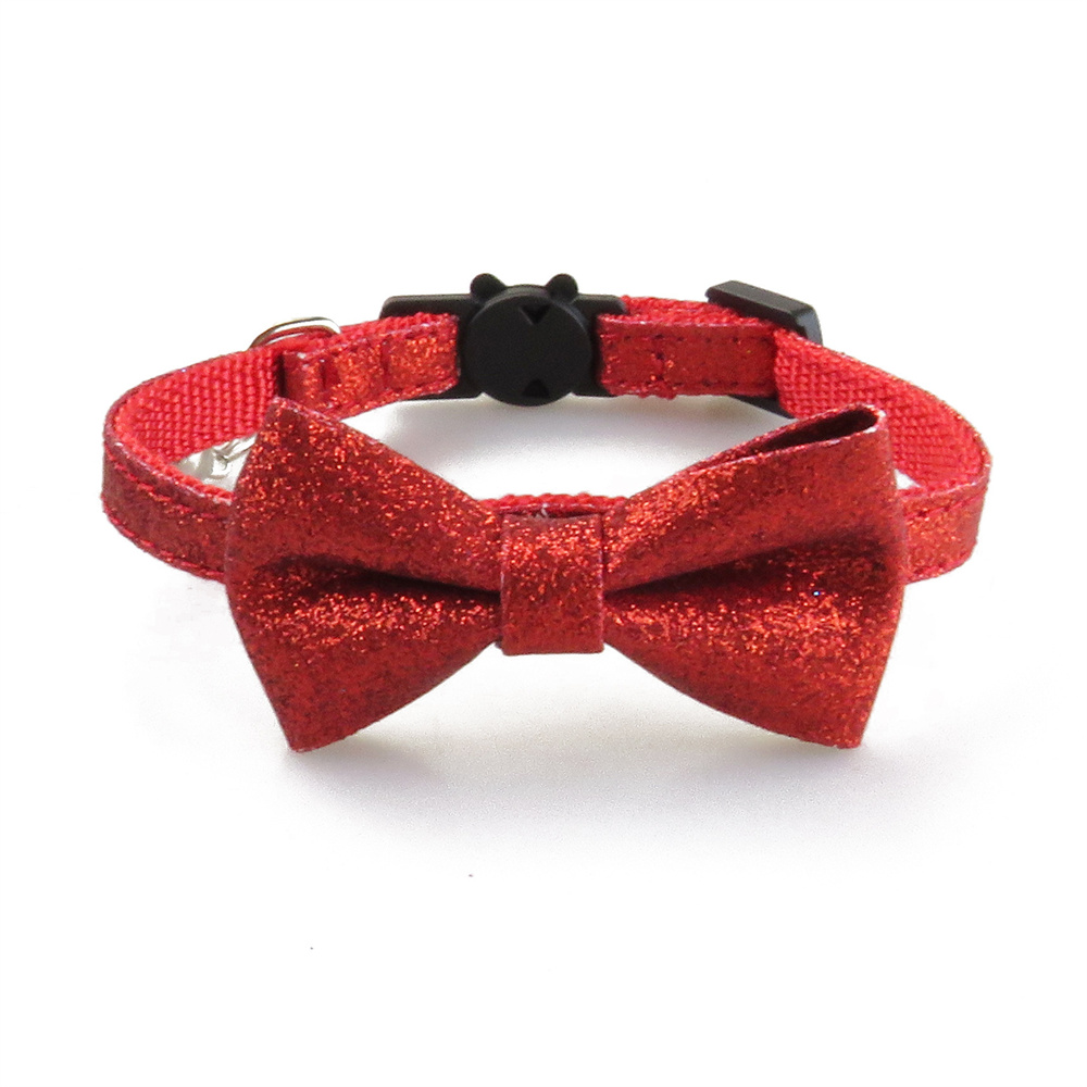 Glitter Cat Collar Breakaway with Bow Tie Bell for Kitty Removable Adjustable Accessories Safety Kitten Collar for Cat and Puppy