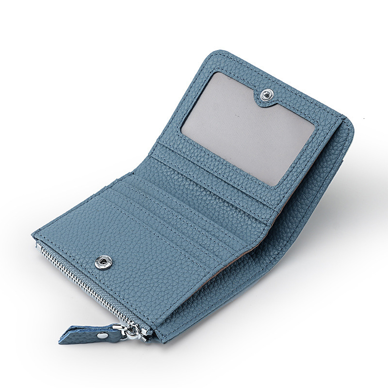 New genuine leather women's with fashionable contrasting color head layer, cowhide zipper, zero wallet, RFID anti magnetic anti-theft brush walle