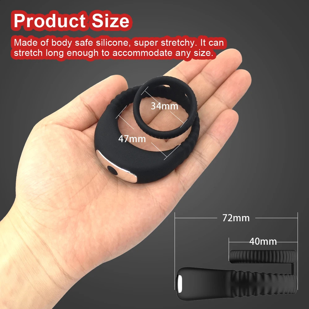 Vibrating Cock Ring for Men Ejaculation Delay Male Erectile Penis Ring G-Spot Prostate Massager Stimulator Sex Toy for Couples 240914