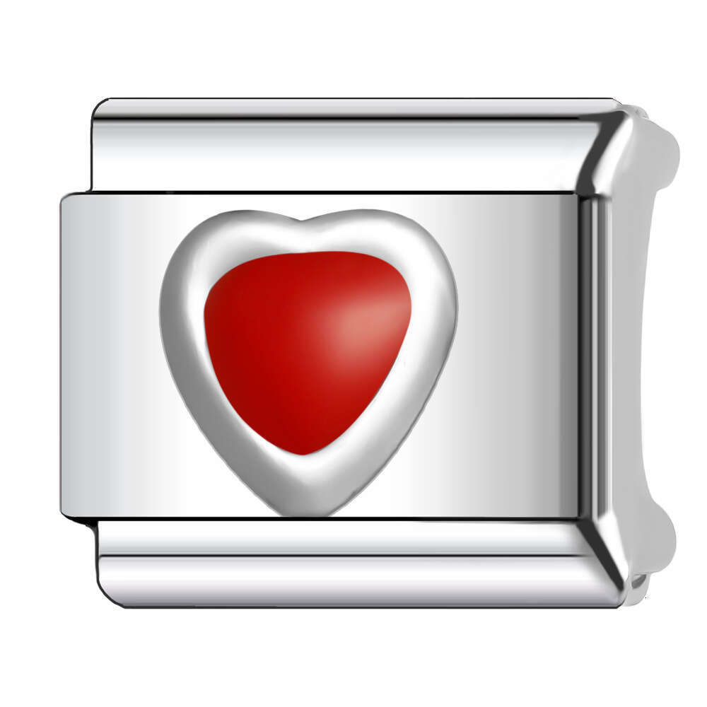 New Women's Gift love red heart Bead Italian Charms Links Bangle Beads Fit 9mm Stainless Steel Bracelet Making DIY For Women accessories Fashion 