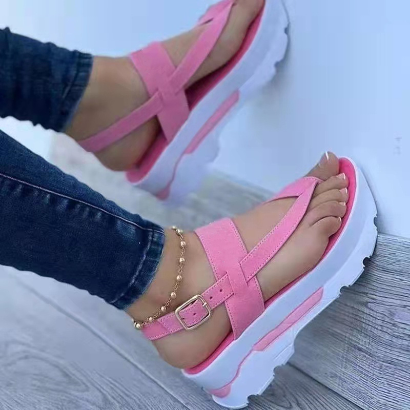 Platform Sandals Women 2022 New Summer Chunky High Heels Female Wedges Shoes for Women Fish Toe Red Sandalia Feminina Bling