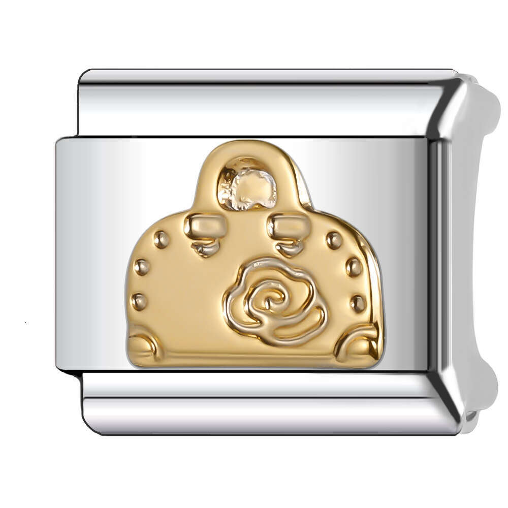 New Women's Gift shine crown Bead Italian Charms Links Bangle Beads Fit 9mm Stainless Steel Bracelet Making DIY For Women Fashion Jewelry