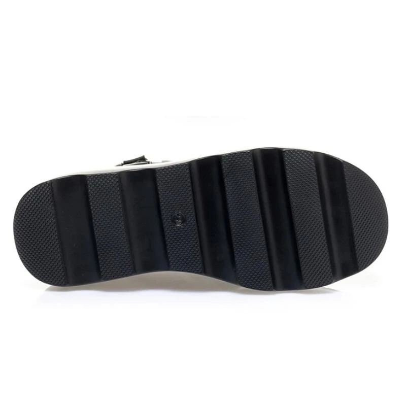 Fashion Thick Sole Platform Rivet Boots Women Height increasing Chelsea Ankle Boots Real Leather 9 cm Heels Runway Punk Boots