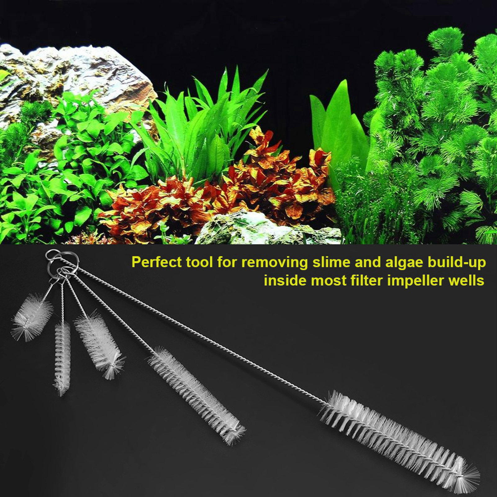 Stainless Steel Washing Brush for Aquarium, Fish Tank Filter, Water Pump Tube, 5Pcs