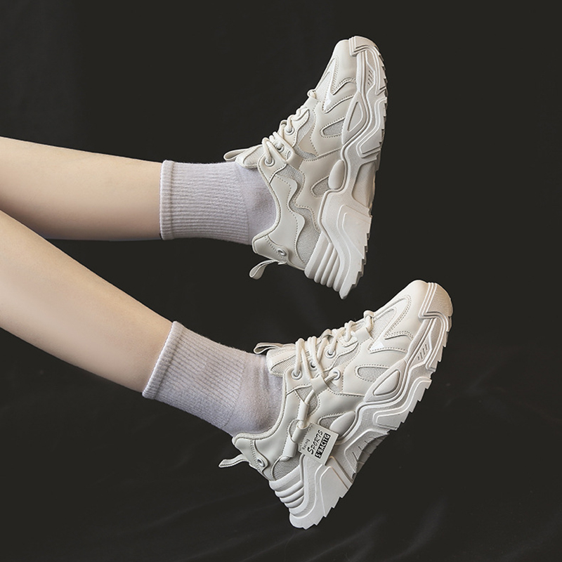 Platform Sports Shoes for Women 2022 Spring Autumn White Mesh Breathable Running Tennis Casual Female Sneakers Zapatos De Mujer