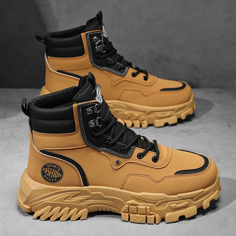 Ankle CYYTL Boots Men Shoes Leather Casual Outdoor Platform Walking Fashion Designer Work High Top Sneakers New Cowboy Winter e374