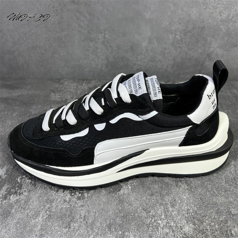 Chunky Sneaker Men Retro Running Shoes Fashion Casual Microfiber Leather Mesh Breathable Height Increased Platform Sport Shoes