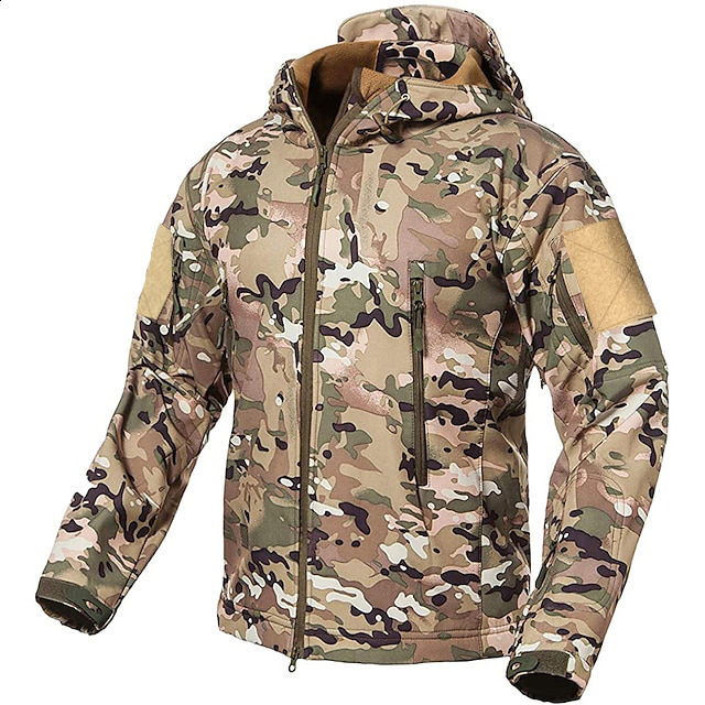 Mens Waterproof Softshell Tactical Jacket Winter Windproof Fleece Hoodie Outdoor Hiking Skiing Windbreaker Coat 240620