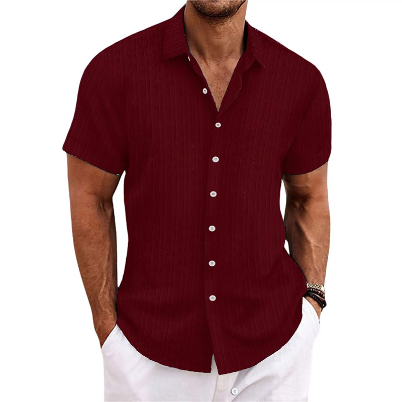 men clothing shirts European American Men's Casual Shirts stripe linen cotton T-shirt summer lapel male short sleeve designer dresses luxury fash
