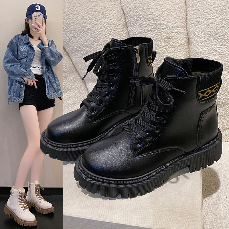 2023 Trend Sports Hot Sale Leather for Women Female Solid Color Designer Shoes Platform Rubber Women's Ankle Boots