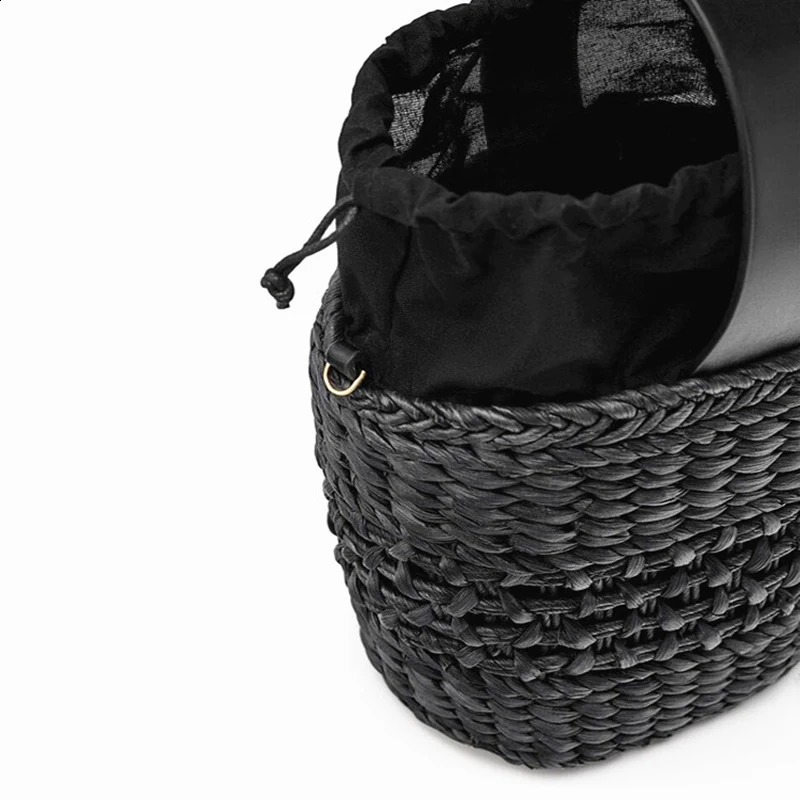Handmade womens shoulder bag bucket handbag summer grass beach hollow cross messenger Bohemian 240913