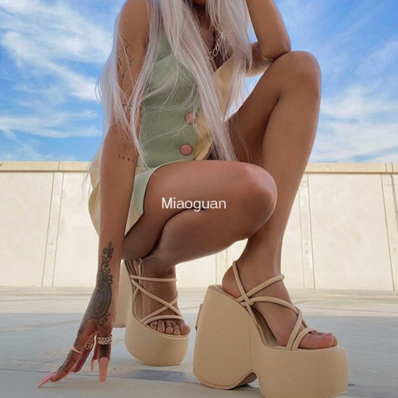 2023 Summer Platform Brand Design Woman's Sexy Sandals Shoes Punk Wedges High Heels Comfy Leisure Woman Shoes Designer Sandalias