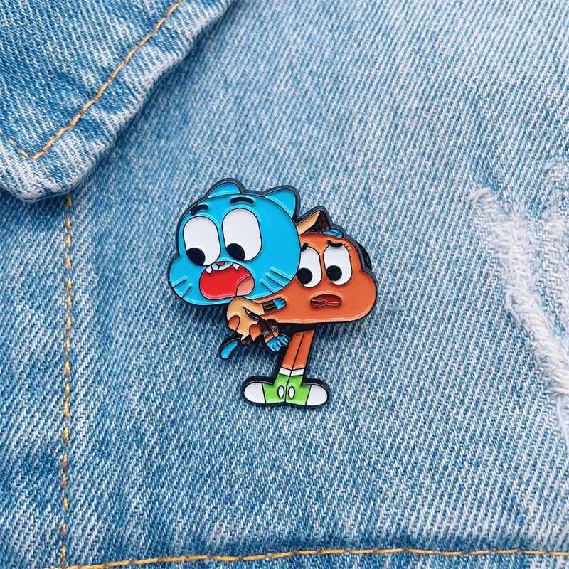 Creative Anime Character Enamel Pins Cute Cat World Embracing Alloy Brooch Badge Personalized Jewelry GiftX240914