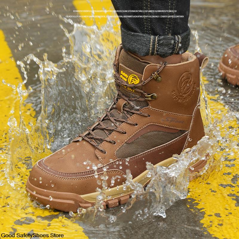 Winter Men Wool Plush Warm Snow Boot Work Puncture-Proof Protective Shoes Steel Toe Safety Boots b8ac s