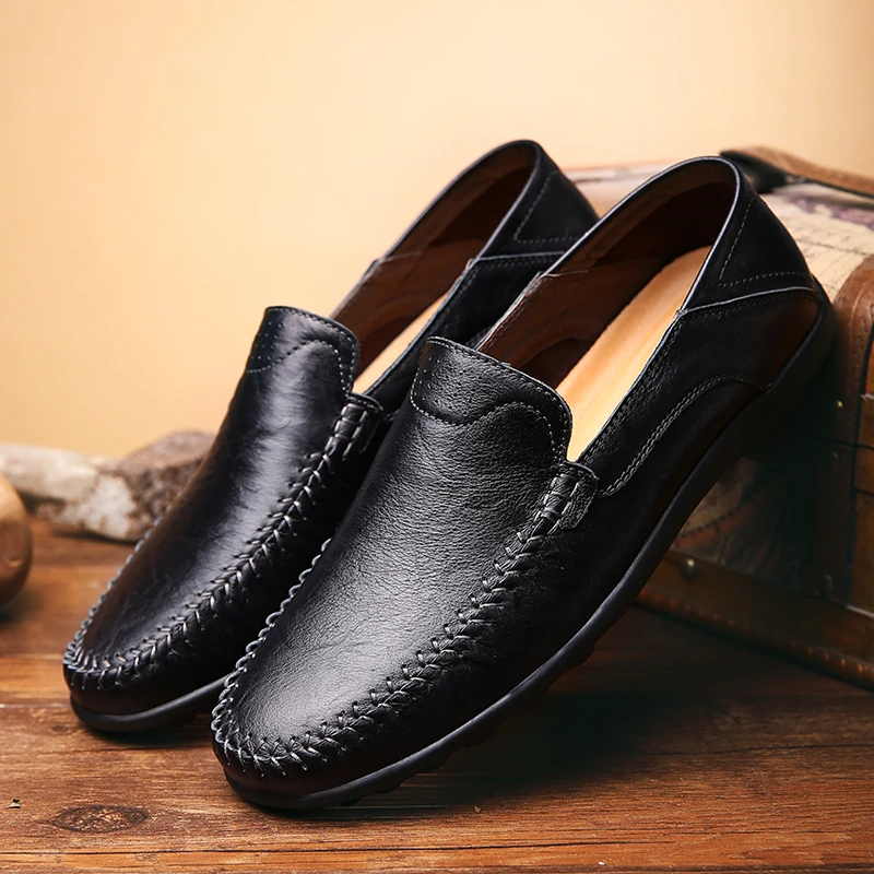 Men's Casual Leather Loafers - Breathable Slip-On Shoes 4 SlipOn