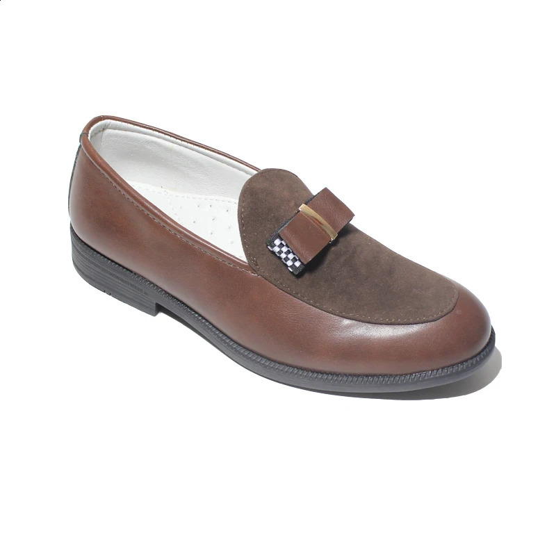 Kids Shoes For Boys PU Leather School Show Dress Shoes Flats Classic British Oxford Shoe Children Wedding Loafer Moccasins Brown 240911