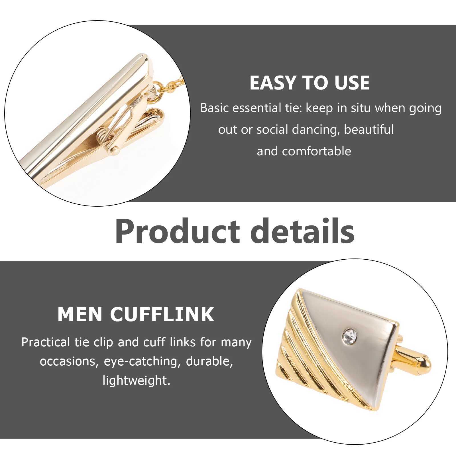 Tie Clip Cufflinks Mens on Clips Neck Bar Tuxedo for Alloy Father Dad RhinestoneX240914
