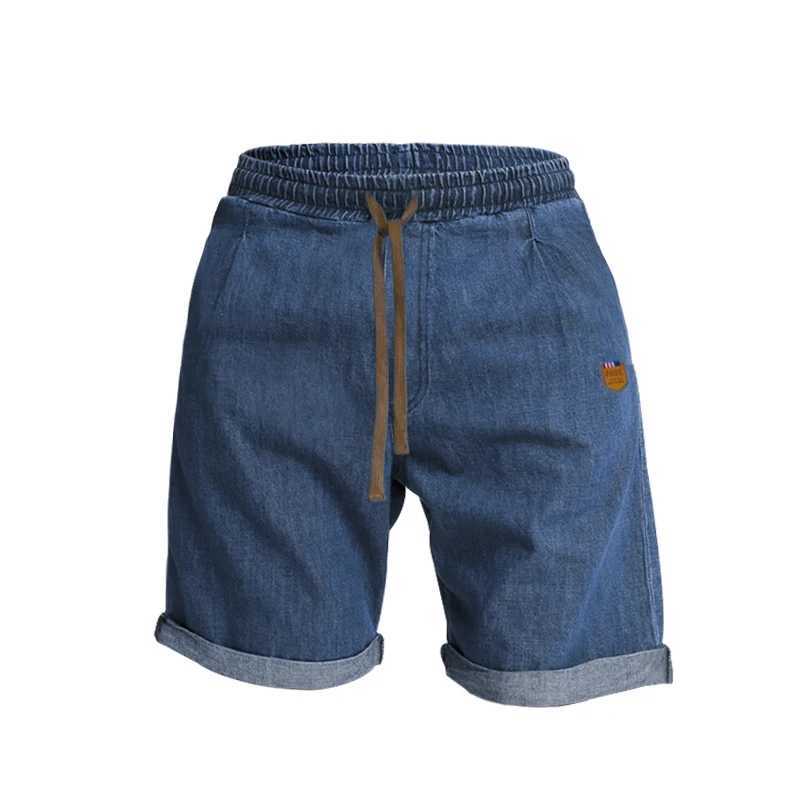 Summer High Quality Denim Shorts Mens Cotton Comfortable Casual Heavy Solid Color Embroidered Quarter Pants Mens ClothingX240914