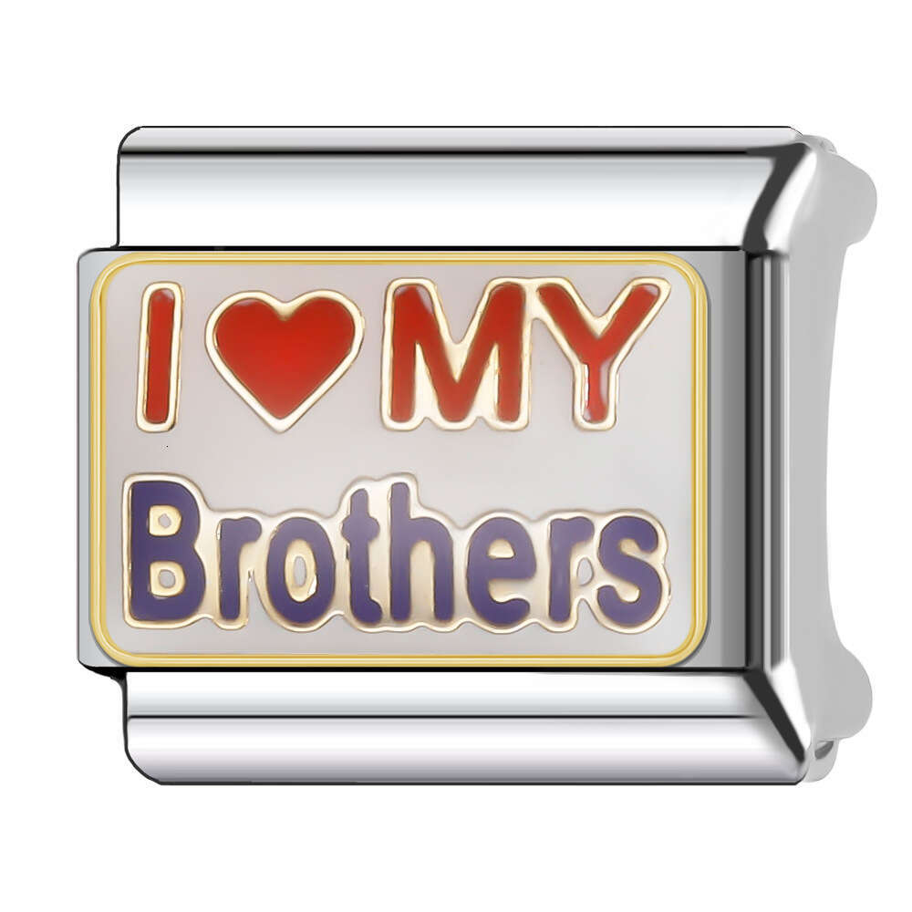 New Women's Gift I Love my brother and sister family Bead Italian Charms Links Bangle Beads Fit 9mm Stainless Steel Bracelet Making DIY For Women