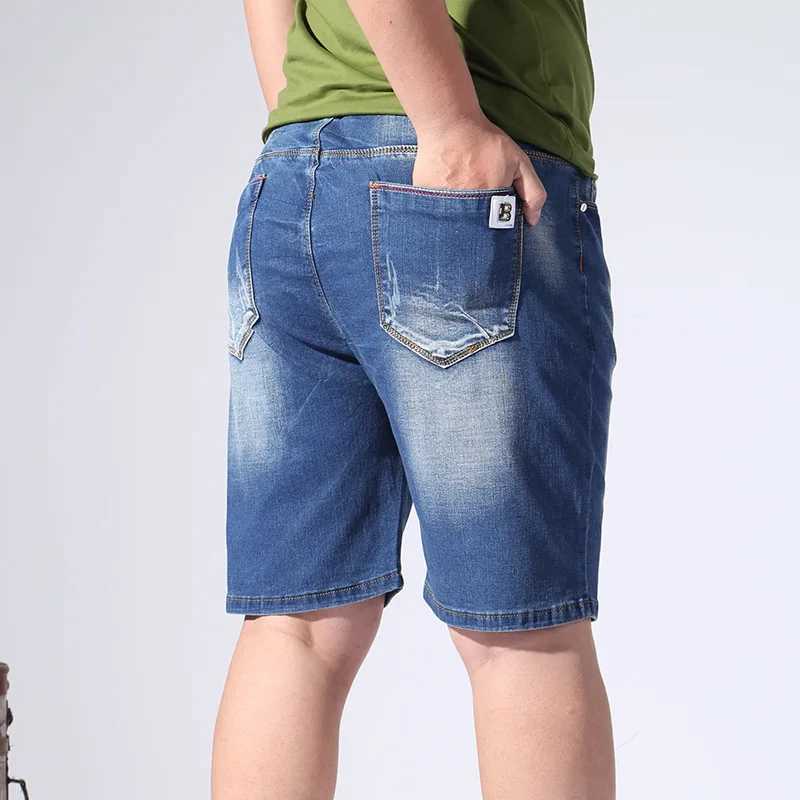 Extra Large Size Mens Denim Shorts Oversized Mens Elastic Waist Knee Length Summer Loose Shorts Men Plus Size 9XL 8XL 7XL 6XLX240914