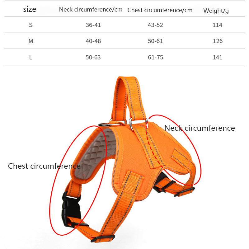 Dog Harness Adjustable Saddle Pet Harness Outdoor Reflective Oxford Cloth Harness for Large, Medium & Small Dog Training Running