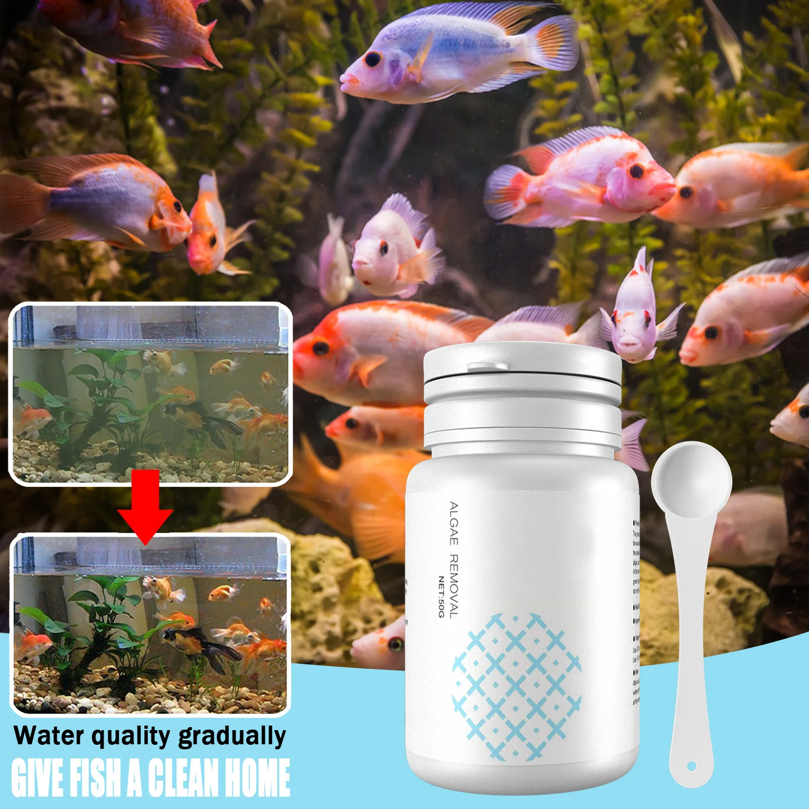 Fish Tank Cleaning Algae Tablets Tank Moss Odor Remover Water Purify Aquarium Algaecide Control Cleaning Algae Repellent Agent