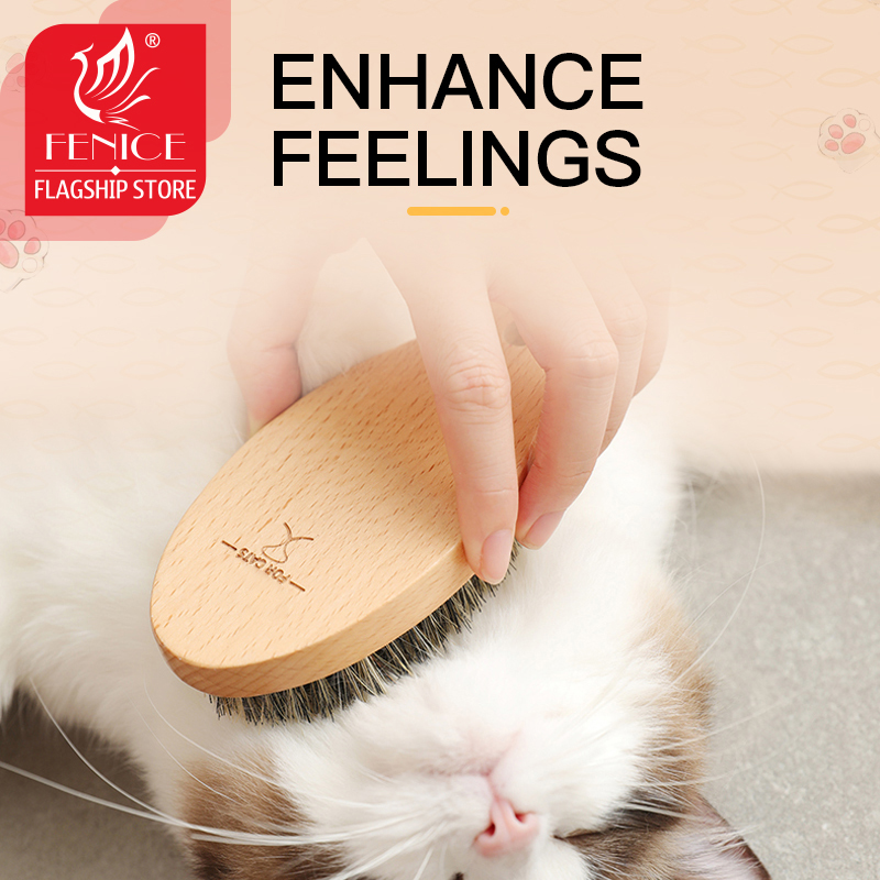 Fenice Professional pet grooming dog cat hair massage comb, pig bristle brush, static-free dog and cat cleaning combing brush