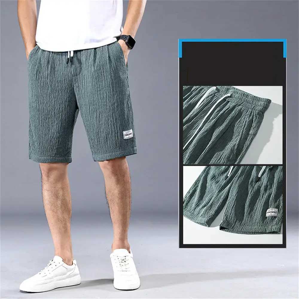 Lce Silk Shorts Mens Thin Sports Cropped Pants Loose Straight Leg Cool Breathable New Fashion Trend Casual Pants Y240914