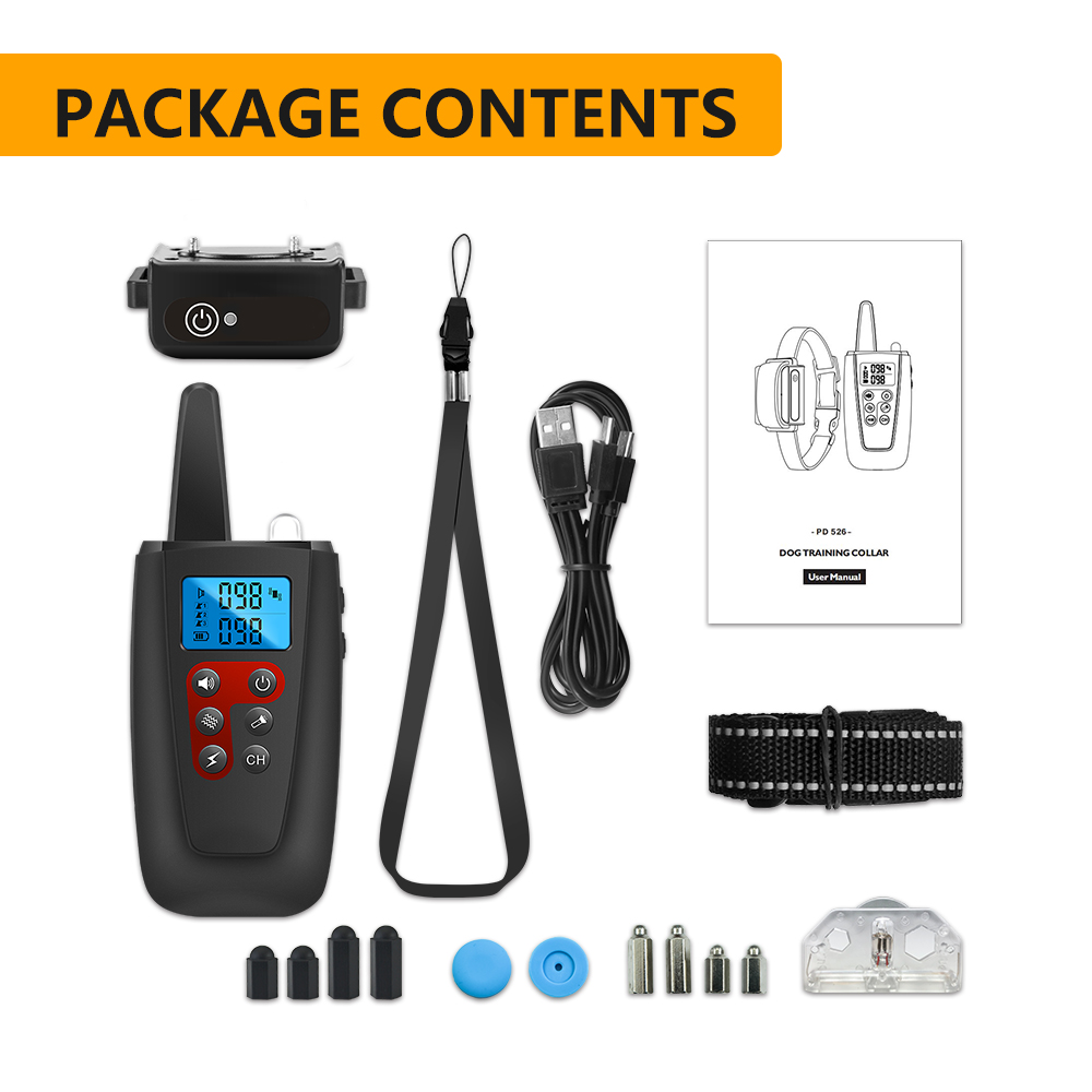 3300ft Pet Dog Training Collar IP67 Waterproof Rechargeable Long Standby Pet Training Collar Beep Vibration Shock Trainer PD526