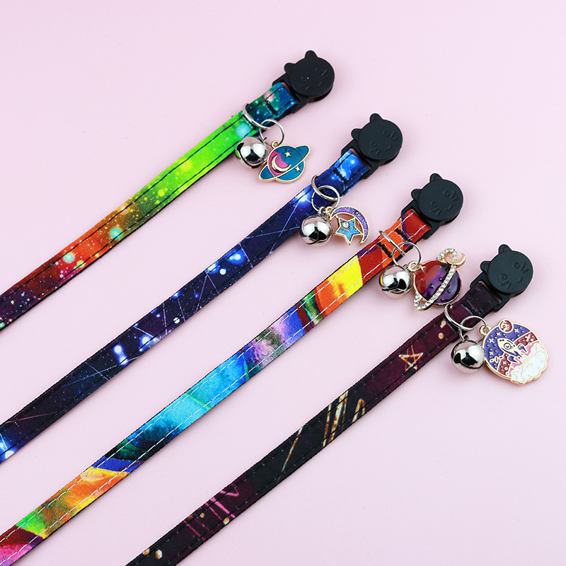 Breakaway Cat Collars with Bell Moons Stars Cute Kitty Adjustable Safe Kitten Collars with Metal Pendant Cats Kitten Accessories