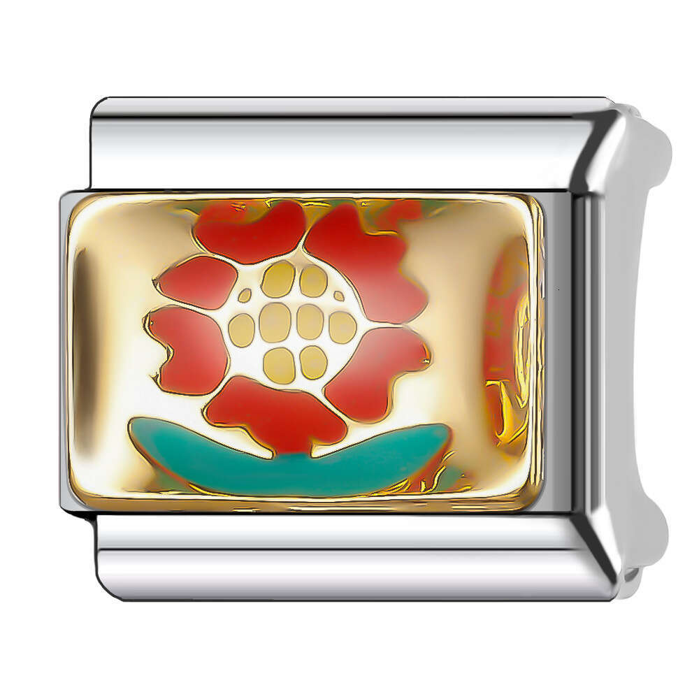 New Women's Gift beautiful flower daughter Bead Italian Charms Links Bangle Beads Fit 9mm Stainless Steel Bracelet Making DIY For Women Fashion J