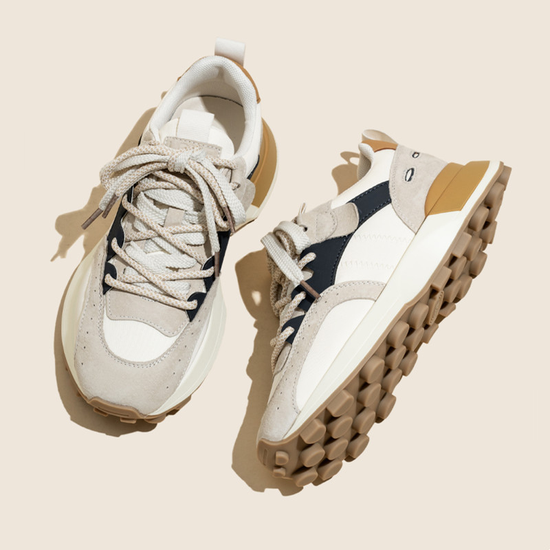 Brown Leather Platform Sneakers for Women 2024: Breathable Lace-Up Tennis Vulcanized Shoes 4