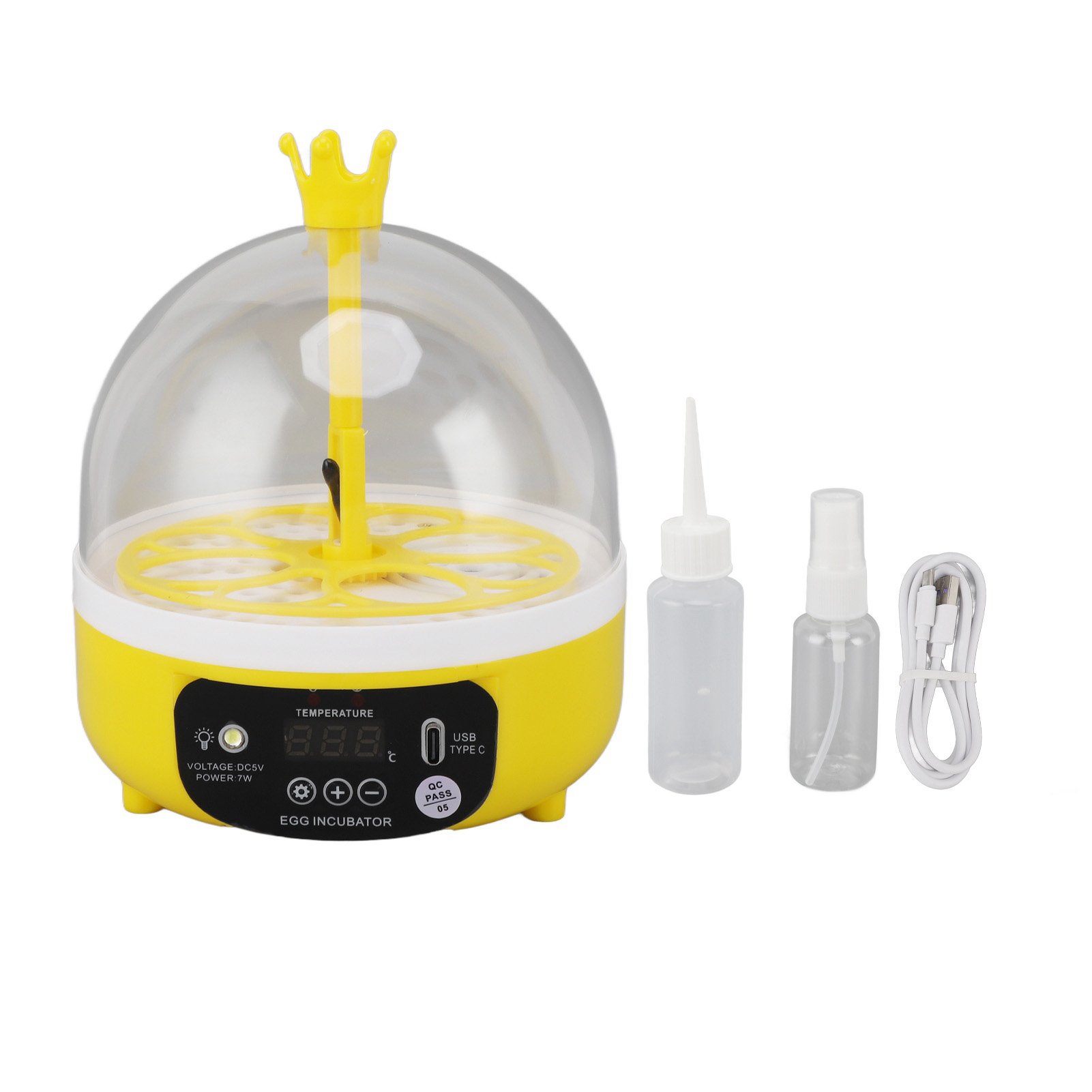 Egg Incubator Portable Poultry Hatching Machine Noiseless Transparent Lid Automatic Temperature Humidity Control for Home