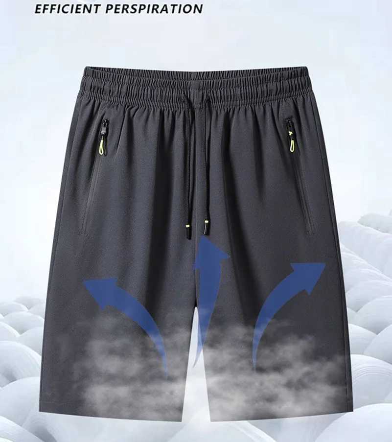 Summer Ultra-thin Ice Silk Mens Five Quarter Pants Sports Quick Drying Loose Casual Shorts Running Pants Beach Pants Y240914