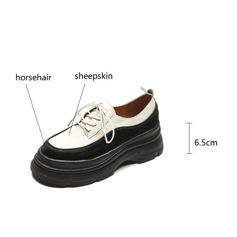 2025 new Horsehair Winter Sheepskin Loafers Round Toe Pumps Platform for Women Concise Ladies Shoes Mixed Color High Heels cf25