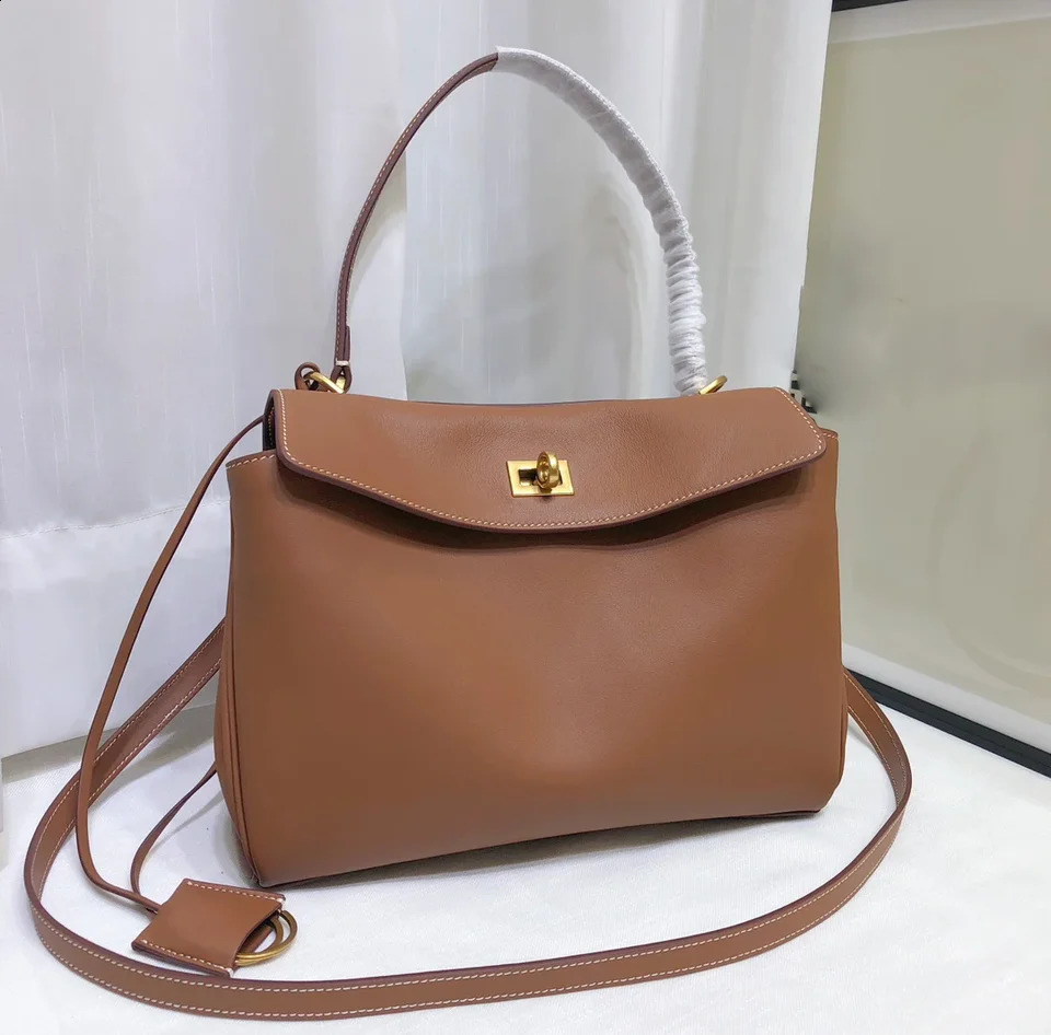 27cm genuine leather womens bag large capacity soft top layer denim shoulders cross body highend fashion 240913 69ee