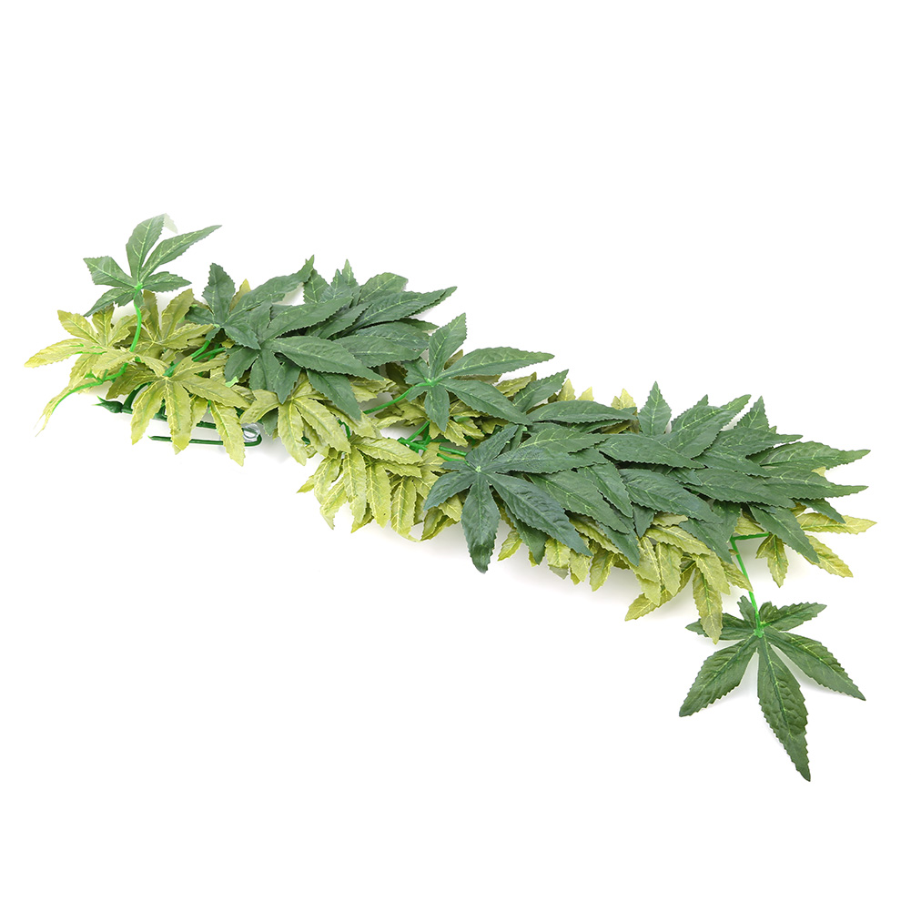 Green Artificial Plant Fake Leaves Aquarium Fish Tank Reptile Terrarium Ornaments Decor 50cm