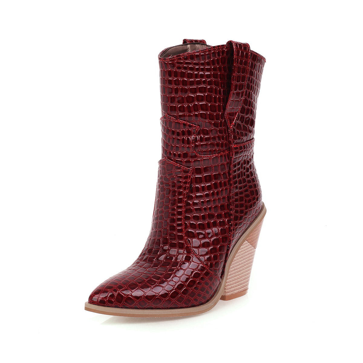 Ankle White Boots Brand Women's Shoes Winter Footwear Low Fashion 2024 Autumn High Heel Pointy Ladies Rubber Slip-On Short Plus 40ff