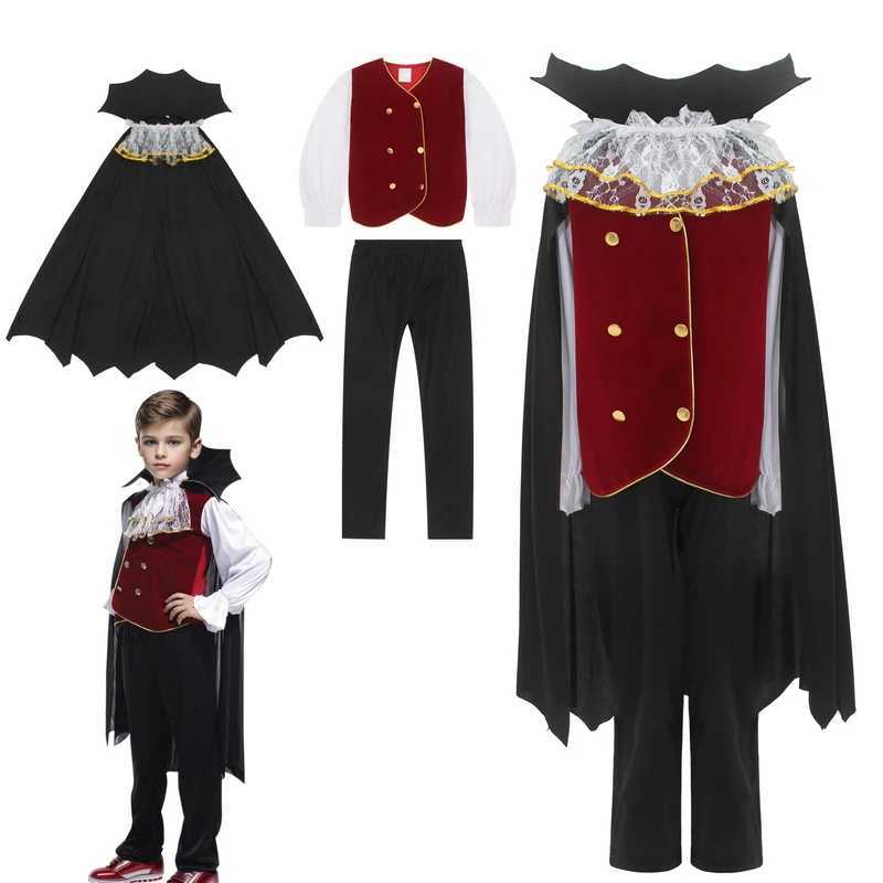 Boy Halloween Vampire Role Playing Costume Childrens Carnival Party Dress Up Costume Childrens Role Playing Costume W240914