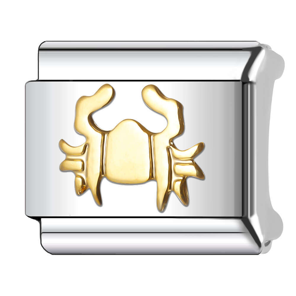 New Women's Gift 12 Constellation Gold Bead Italian Charms Links Bangle Beads Fit 9mm Stainless Steel Bracelet Making DIY For Women Fashion Jewel