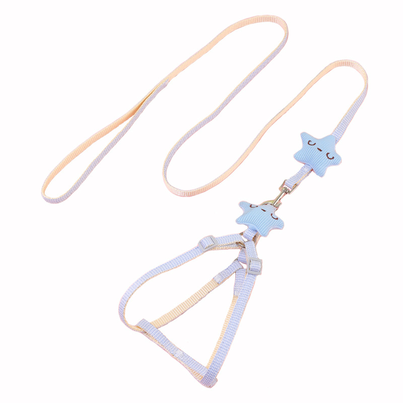 Pet Harness and Leash Set Smiling Starfish Adjustable Dog Harness Leashes Houndstooth Star Cat Harness Dog Leash Pet Accessories