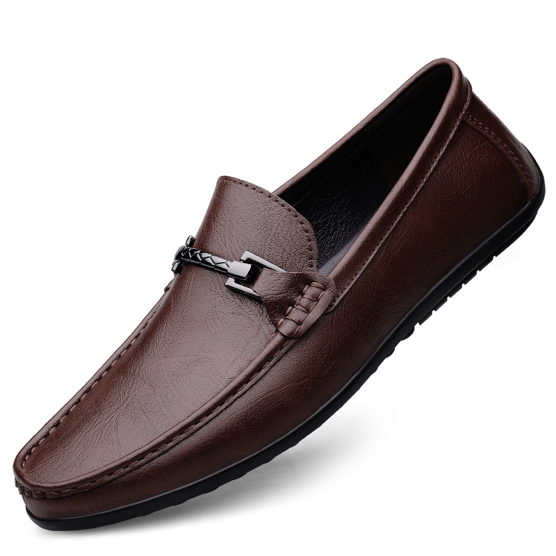 Men Classic Genuine Leather Casual Loafers Soft Comfortable Breathable Flats Lazy Shoes Men's Moccasins Business Driving Shoes