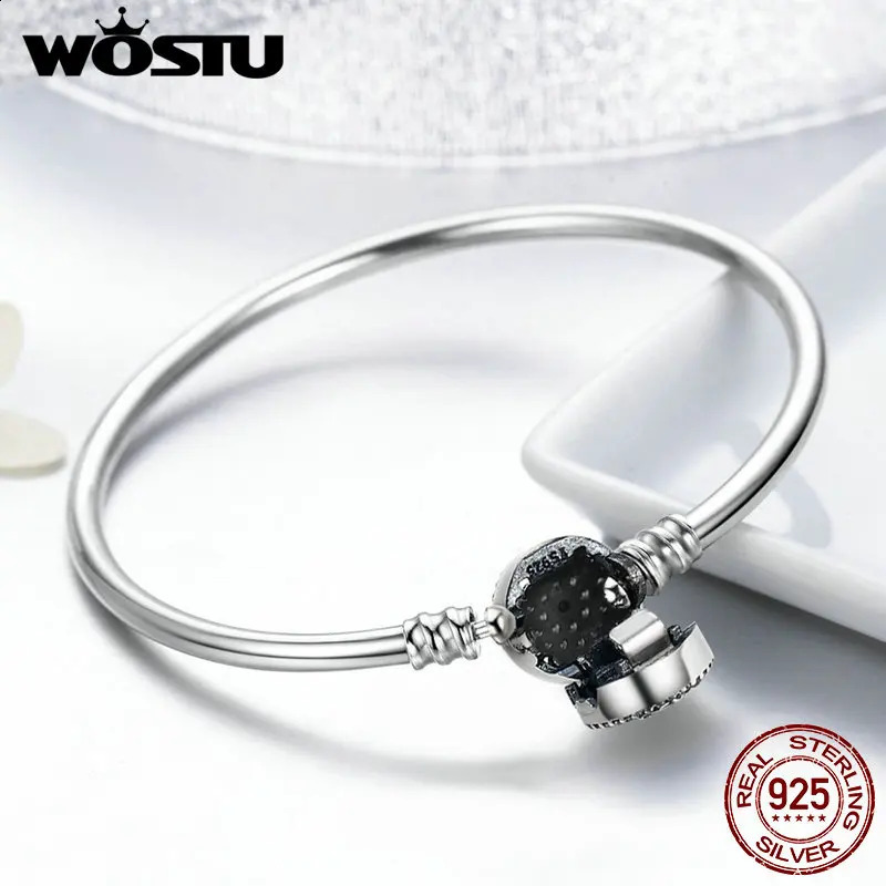 WOSTU 100% 925 Sterling Silver The Eye Of Samsara Bangle For Women Fit DIY Charm Bracelets Fashion Jewelry CQB012 240910