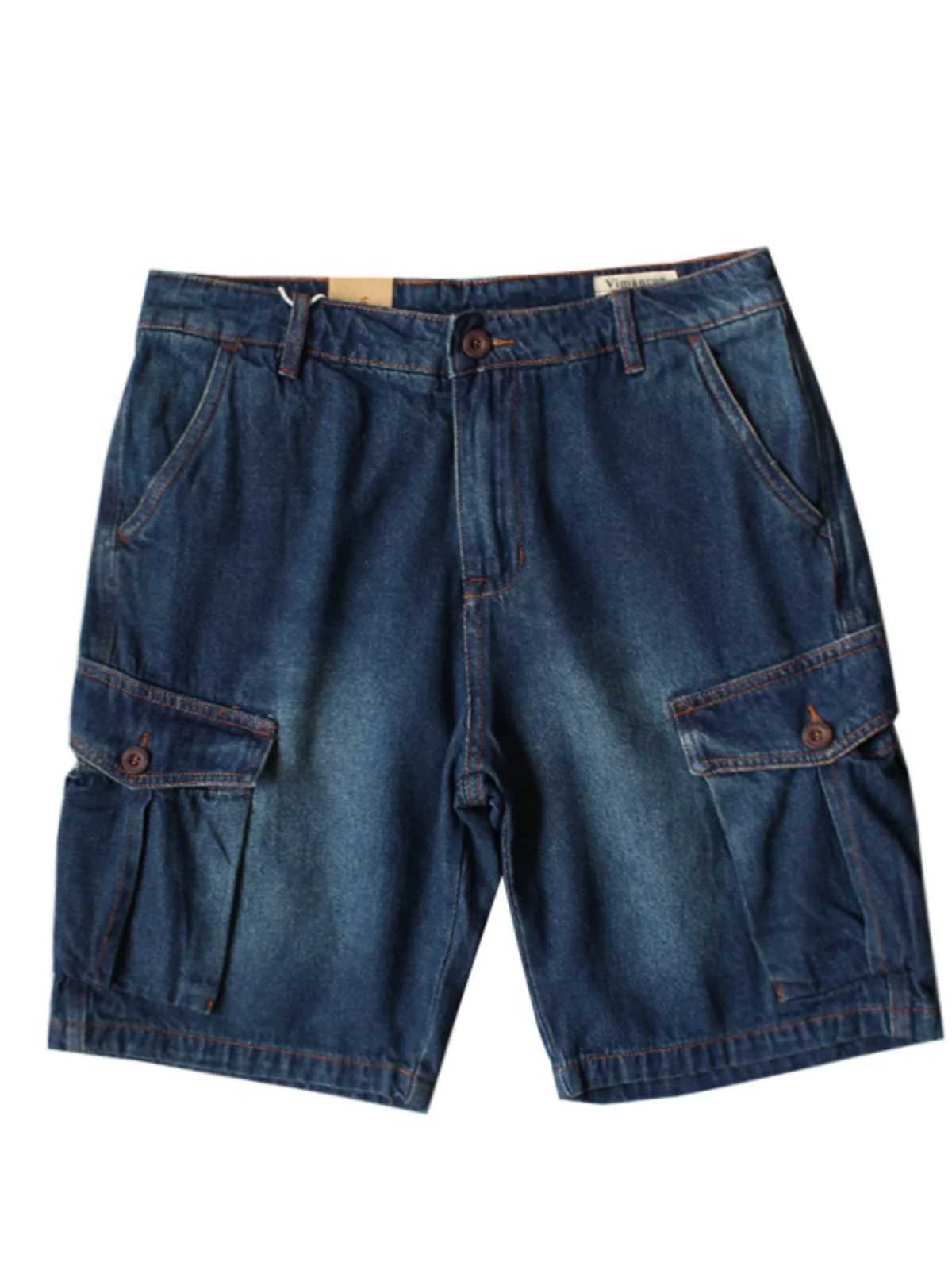 Heavyweight Washed 100% Cotton Denim Shorts for Men Multi Pockets Casual Loose Straight Half Pants Distressed Summer WorkwearX240914